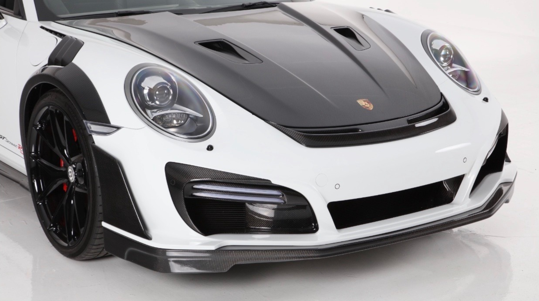 PORSCHE WICKED-7 GT STREET VERSION RS FRONT BUMPER, WITH CARBON FIBER ACCENTS THROUGHOUT